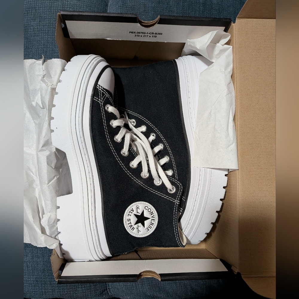 Converse High-Top Black and White Platform Shoes